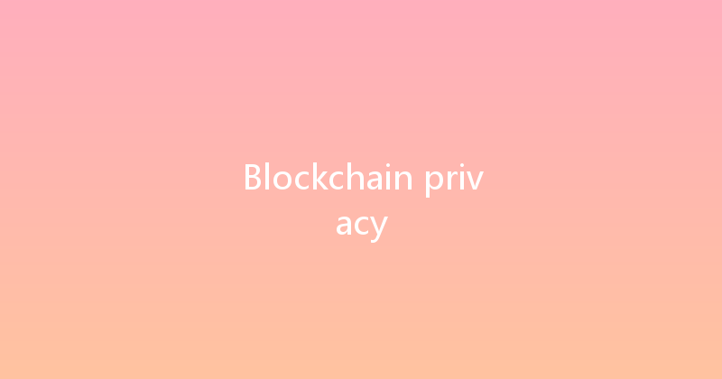 Blockchain privacy 