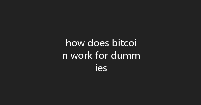 how does bitcoin work for dummies 